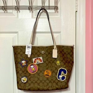Coach X Snoopy Tote W/ Varsity Patches
